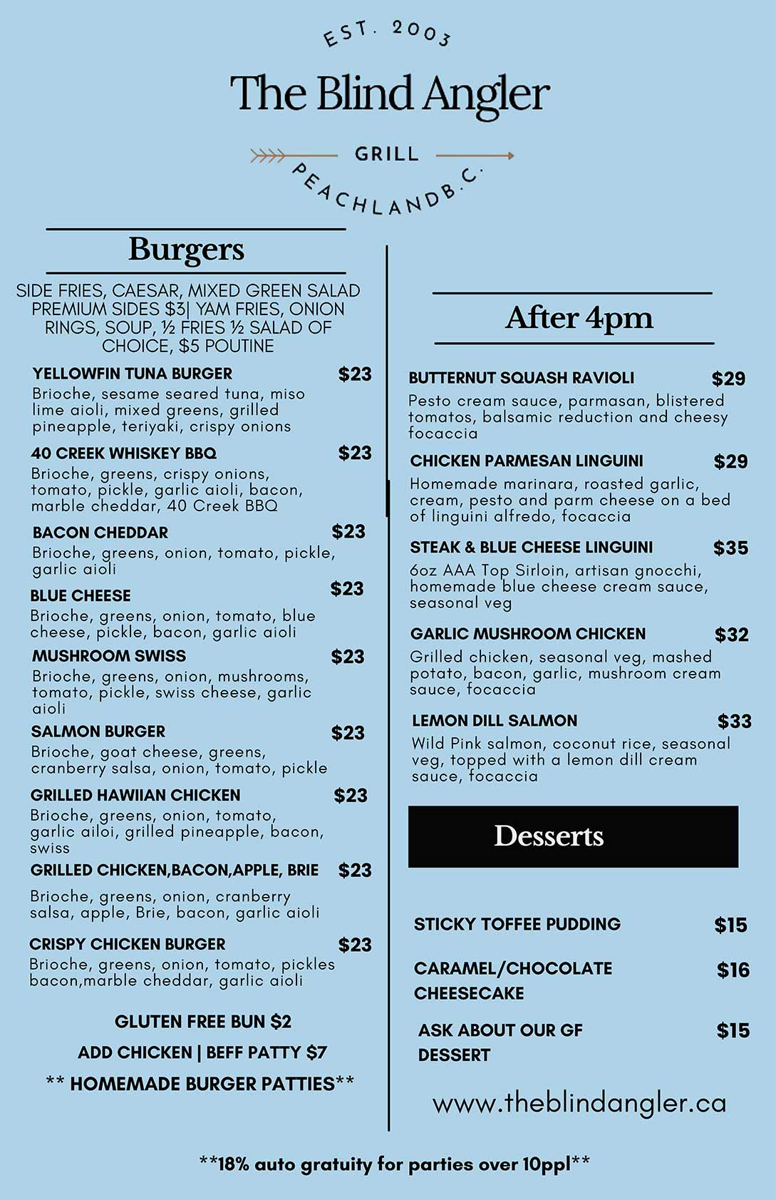 The Blind Angler Summer Menu